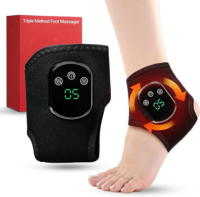 2026 Upgraded Foot Triple Method Massager - Cordless Heated Foot Massager with 5 Heat & 3 Vibration for Soreness Relief & Relaxation, Portable for Home, Office, Travel - Ideal Gift - 1-Pack Black by Unknown