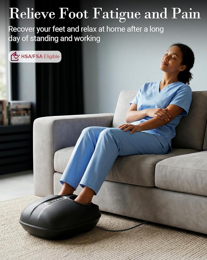 CuPiLo Foot Massager FSA Eligible HSA, Shiatsu Foot Massager for Plantar Fasciitis with Heat & Remote Control, 5 Compression Levels & Kneading Massage for Tired Feet, Seniors, Officer, Dad Gifts - Image 3