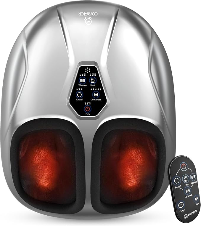 COMFIER 2026 Upgrade Shiatsu Foot Massager,Feet Massager for Neuropathy Plantar Fasciitis Relief,3 Kneading,3 Heat,3 Vibration & 5 Compression, Fit Up to 14,Relax for Home Office Use by COMFIER