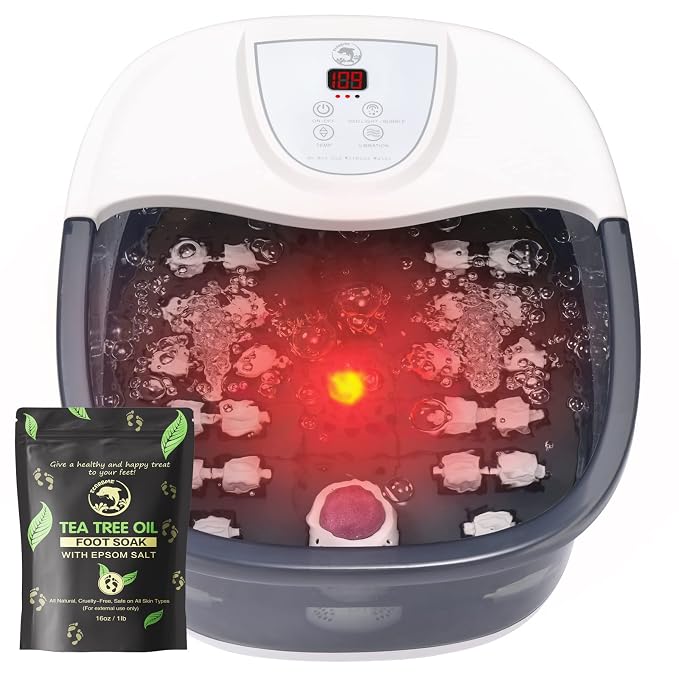 ECARBME Foot Spa Bath Massager with Heat, Foot Soaking Tub with 22 Massage Rollers, Temperature Control, Jets, Bubbles, Epsom Salt and Vibration, Foot Bath soak tub for Relaxation - Grey by ECARBME