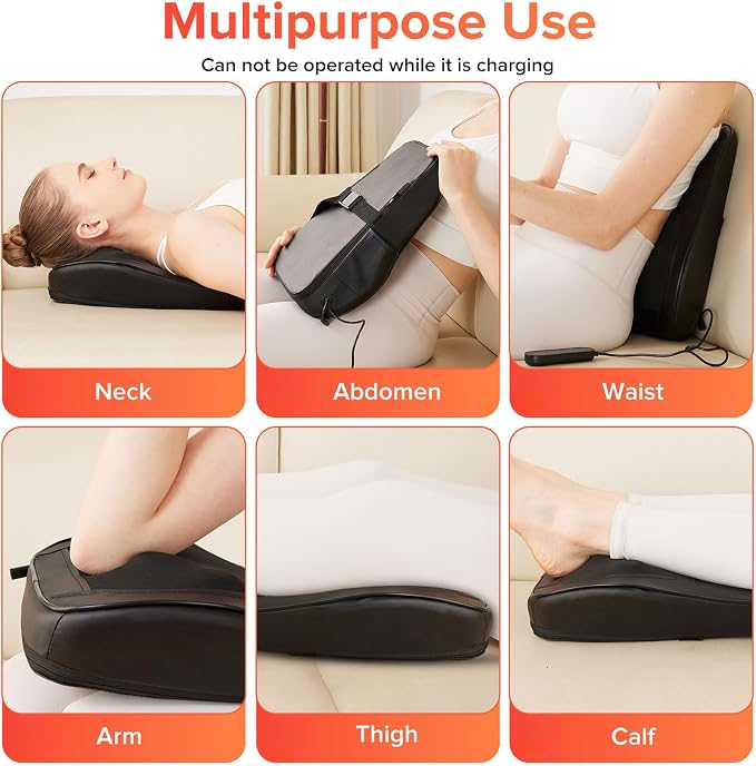 AERLANG Cordless Neck and Back Massager with Heat, 3D Shiatsu Kneading Pillow, 4 Massage Nodes & Bi-Directional Deep Tissue Massage for Neck/Shoulders/Back, Ideal Gift for Women & Men - Image 6