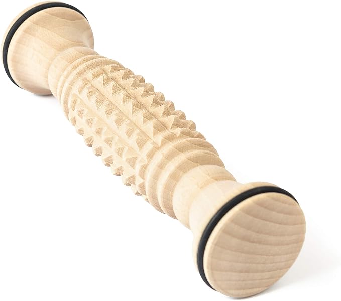 tuuli Accessories - Wooden Foot Massager, Grooved Muscle Roller, Helps Ease Muscle Tension, Supports Blood Circulation, Natural Wood Therapy Massage Tools, 8 x 2 inches - Image 4