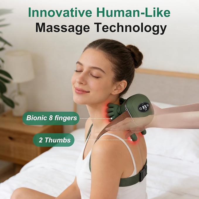 Human-Like Neck Massager with Heat for Pain Relief Deep Tissue, Cordless 4D Kneading Neck and Shoulder Massager with Bionic Fingers Massage and Screen, Ideal Gifts for Women Men - Image 3