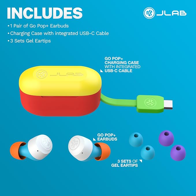JLab Go Pop+, True Wireless Earbuds, Bluetooth 5, Dual Connect, IPX4, App Support, Confetti - Image 7