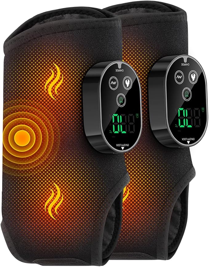 2-Pack Cordless Heated Foot Massager for Neuropathy – Rechargeable Foot & Ankle Wrap Heating Pad with 6 Heat Levels, 3 Vibration Modes, 3000mAh Battery (Black) - Image 6