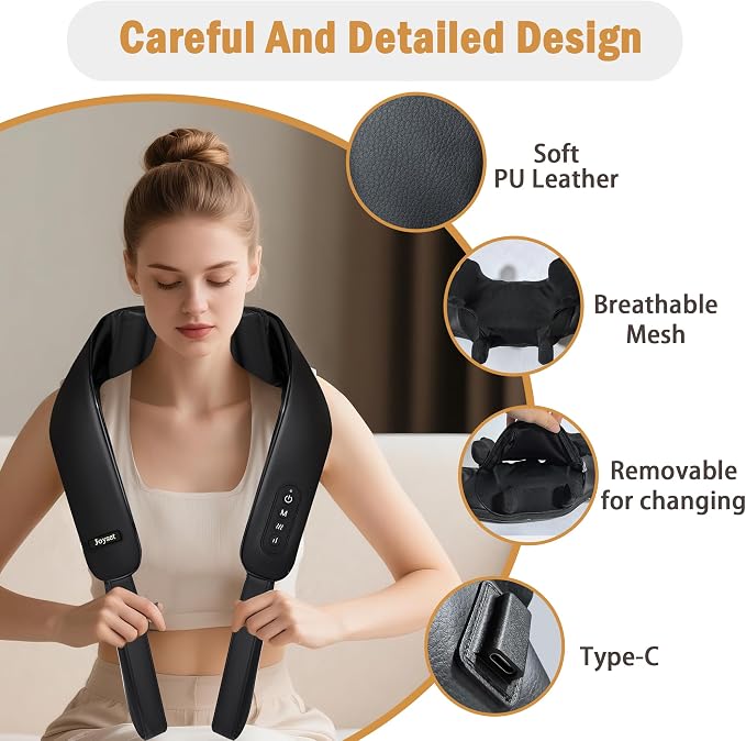 Joyset Cordless Neck and Shoulder Massager with Heat, 4D Shiatsu Kneading - Image 3