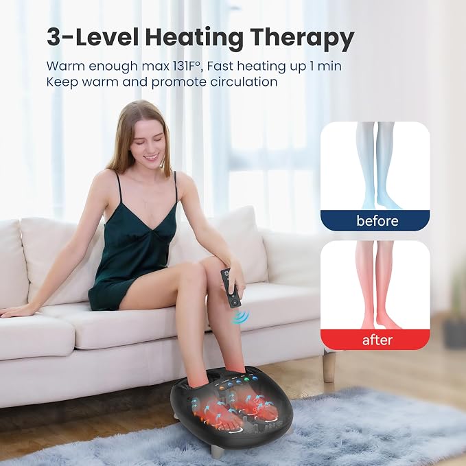 COMFIER Shiatsu Foot Massager with Heat for Plantar Fasciitis Neuropathy, Deep Kneading Vibration Feet Massager for Mom Dad Men Women-Home Office Use - Image 4