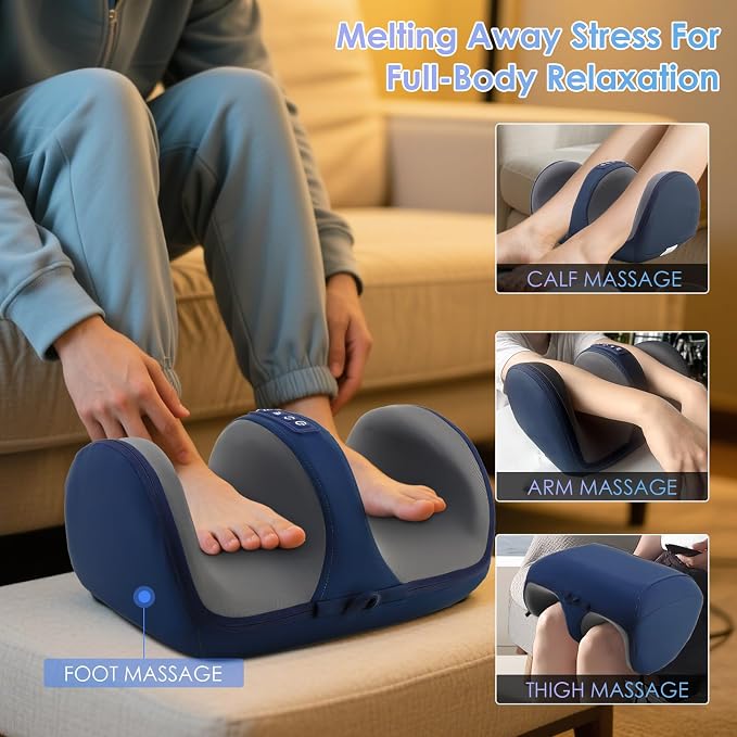 Foot Massager with Heat, Electric Foot and Calf Roller Massager, Blue - Image 5