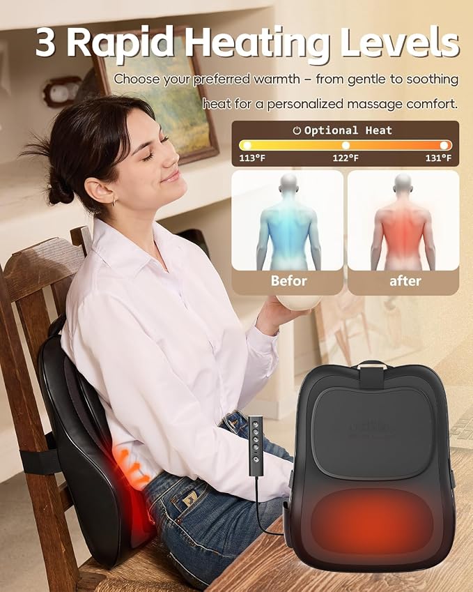 Back Massager With Heat, Pain Relief For Deep Tissue,3D Lower Back Massager - Image 3