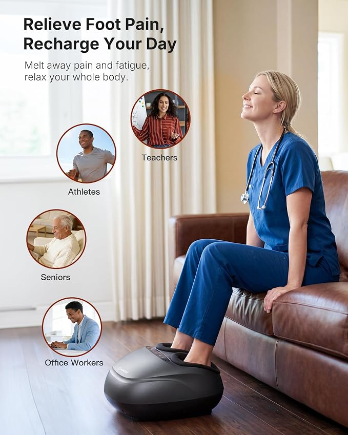 KNQZE Shiatsu Foot Massager with Heat for Plantar Fasciitis, Birthday Gifts - Image 2
