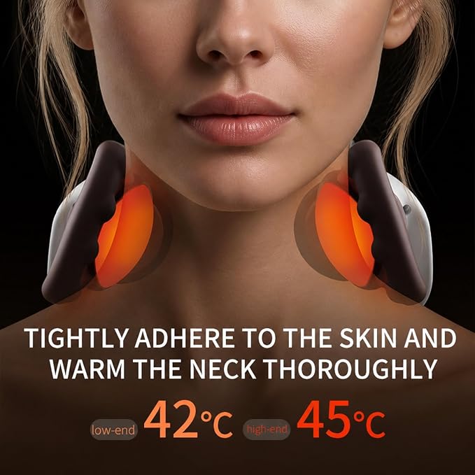 Neck and Shoulder Massager,Portable Shiatsu Back Massage Hand-Shaped Deep Tissue 4D Kneading Massager with Heat for Pain Relief and Muscle Relax,Gifts for Women Men,(Cream & Brown) - Image 3
