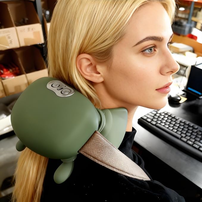 Bionic Heated Massager, Green, Portable Shiatsu Neck and Back - Image 2