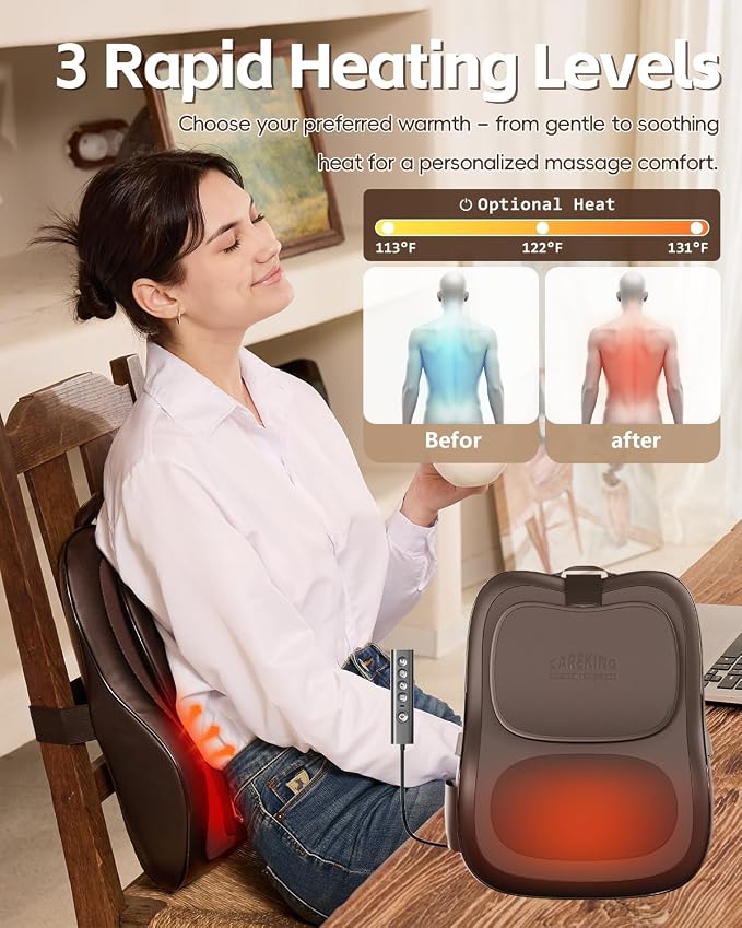 Back Massager With Heat For Pain Relief, 3D Lower Back Massager Deep Tissue - Image 3