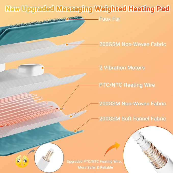 Electric Heating Pad for Neck and Shoulders and Back, 24" x 35" Large Heated Blanketwith 2 Heat Levels, 4 Massage Settings, 4 Massage Motors, Auto Shut-Off, Green - Image 7