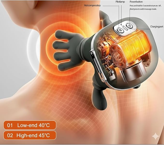 Neck Massager with Heat, Shiatsu Neck and Back Massager with 4D Kneading for Shoulder and Cervical Pain, Relax Muscle Tension, Portable and Rechargeable for Home or Office, Green - Image 4