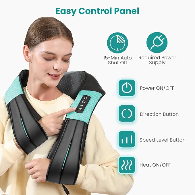 Nekteck Shiatsu Neck Massager with Heat for Pain Relief, NOT Cordless - Image 6