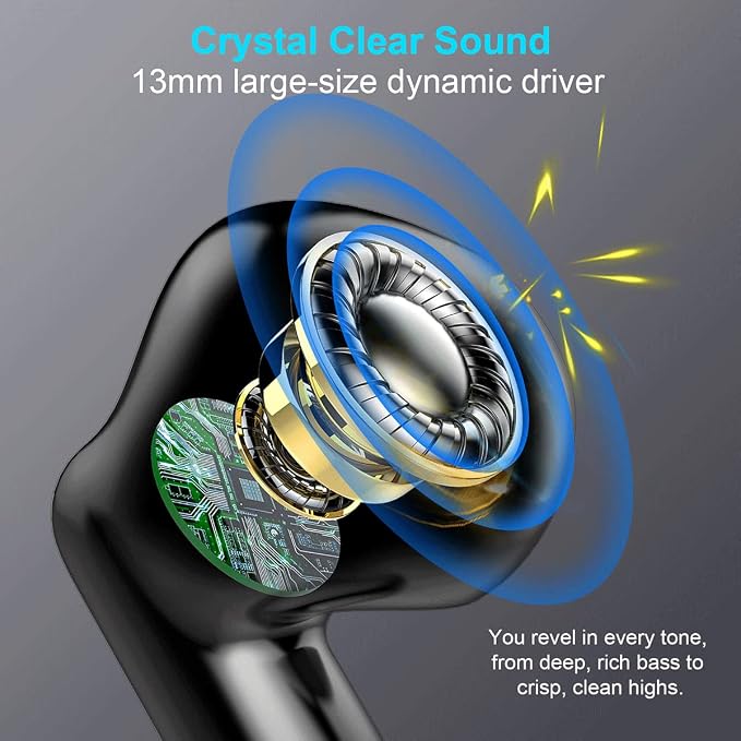 Wireless Earbuds, Bluetooth 5.4 Earbuds Stereo Bass, Bluetooth Headphones in Ear Noise Cancelling Mic, Earphones IP7 Waterproof Sports, 32H Playtime USB C Mini Charging Case Ear Buds for Android iOS - Image 3