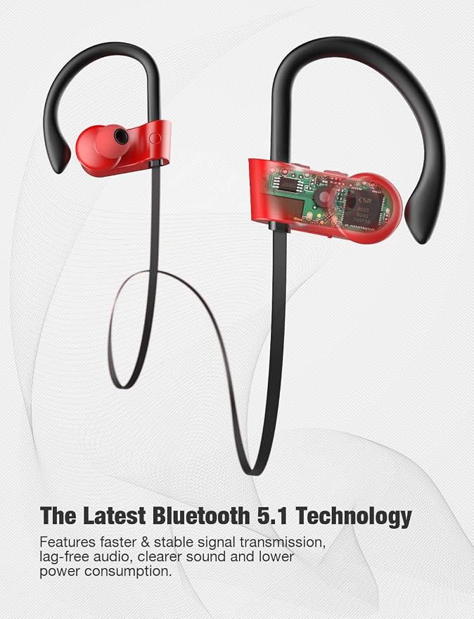 Otium Wireless Bluetooth 5.3 Sport Headphones Built-in Mic in Ear Running Headset with Earhooks 16 Hours Playtime - Image 7
