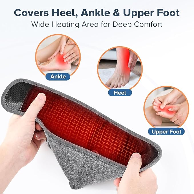 Cordless Ankle Massager with Heat, Ankle Heating Pad with Massage, Rechargeable Heated Ankle Wrap for Pain Relief, Foot and Ankle Massager, FSA or HSA, Grey - Image 4