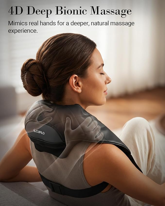 CuPiLo Neck and Shoulder Massager with Heat for Pain Relief Deep Tissue, Electric Cordless 4D Shiatsu Neck Massager for Relax Neck, Shoulder & Back, Use at Home, Office - Image 2