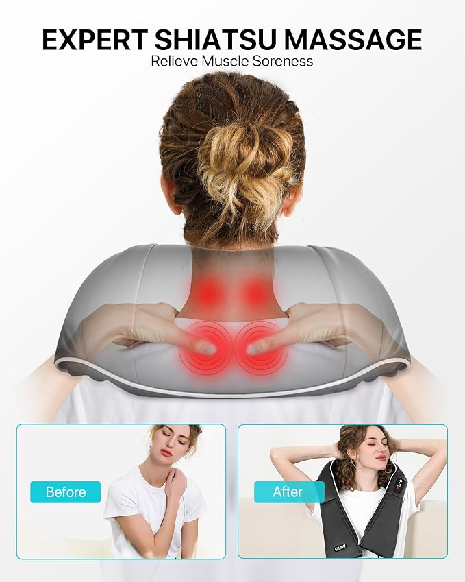 ALLJOY Neck Massager with Heat, Deep Tissue Shiatsu for Shoulders and Back - Image 2