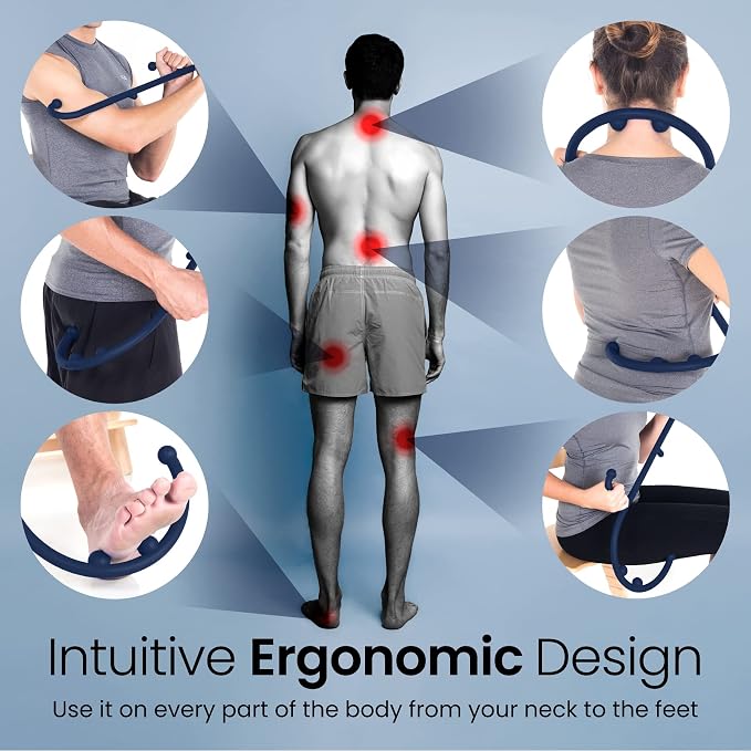 LiBa Back and Neck Massager Trigger Point Hook Therapy Tool Navy - Image 5