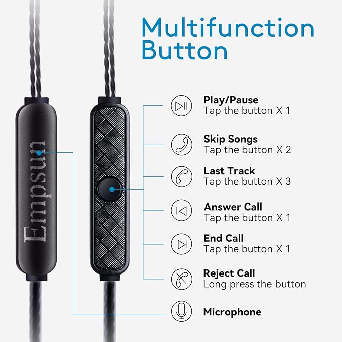 Empsun Wired Earbuds Headphones with Microphone Stereo Bass Earphones Noise Isolation in-Ear Headset Compatible with All Smartphones Tablets iPod IPad MP3 Player That with 3.5 mm Interface(Silver) - Image 2
