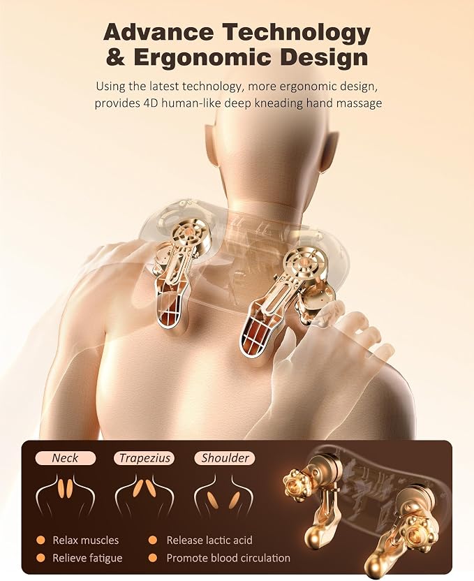 KNQZE Cordless Neck Massager for Pain Relief Deep Tissue with Heat - Image 8