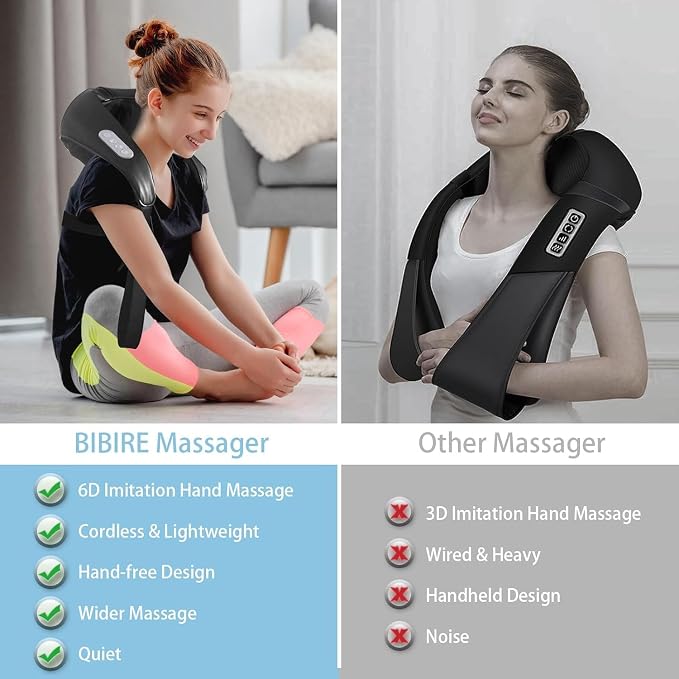 Cordless Neck Massager with Heat, 6 Kneading Shiatsu Deep Tissue, Hands-Free Neck and Shoulder Massager for Pain Relief, Rechargeable Electric Back Massager for Home Office, Gift for Dad Mom Men Women - Image 6