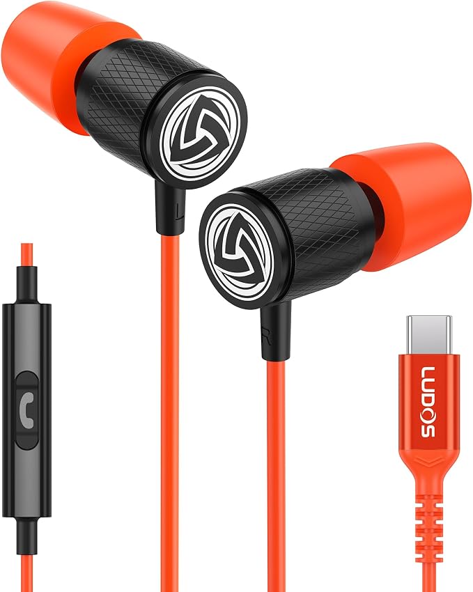 LUDOS Ultra USB C Headphones for iPhone 17 16 15 Pro Max Plus Air iPad Pro, 5 Years Warranty, Magnetic USB-C Earbuds for Samsung Galaxy S24 S23 Ultra S22 S21 FE S20 A55 A54 A53, USB Type C Earphones by Ludos