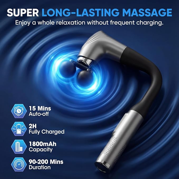 Long Handle Massage Gun for Back and Shoulders, Dual-Head - Image 7
