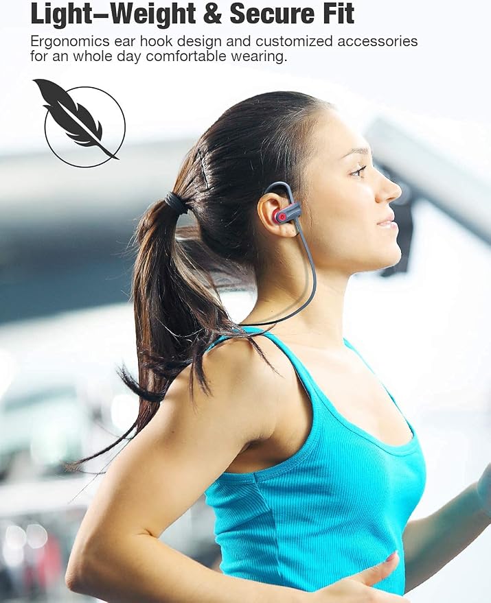 Otium Wireless Bluetooth 5.3 Sport Headphones Built-in Mic in Ear Running Headset with Earhooks 16 Hours Playtime - Image 3