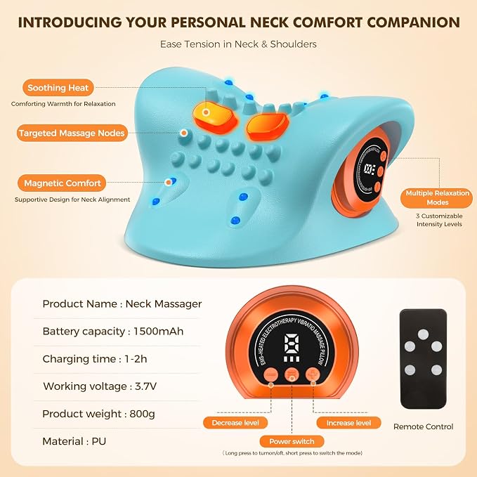Neck Massager 2026 Portable Neck Traction Device,Cervical with Heating & Vibration–Relieve Muscle Tension,4-in-1 Neck Customizable Massage Modes with Wireless Remote Control - Image 5