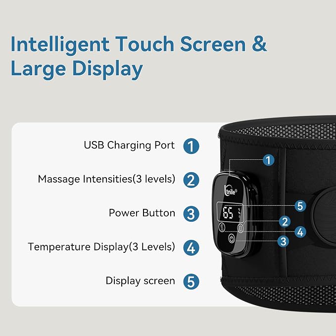 Cordless Portable Heating Pad with Massager for Back Pain Relief,5000mAh Rechargeable Lower Back Massager with 3 Heat 3 Vibration,Wireless Heating Pad for Cramps,Back Support Heat Massage Belt - Image 5