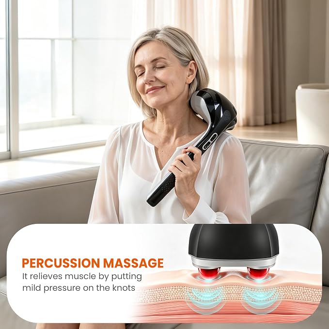 Snailax Cordless Handheld Back Massager with Heat, Percussion, Rechargeable - Image 3