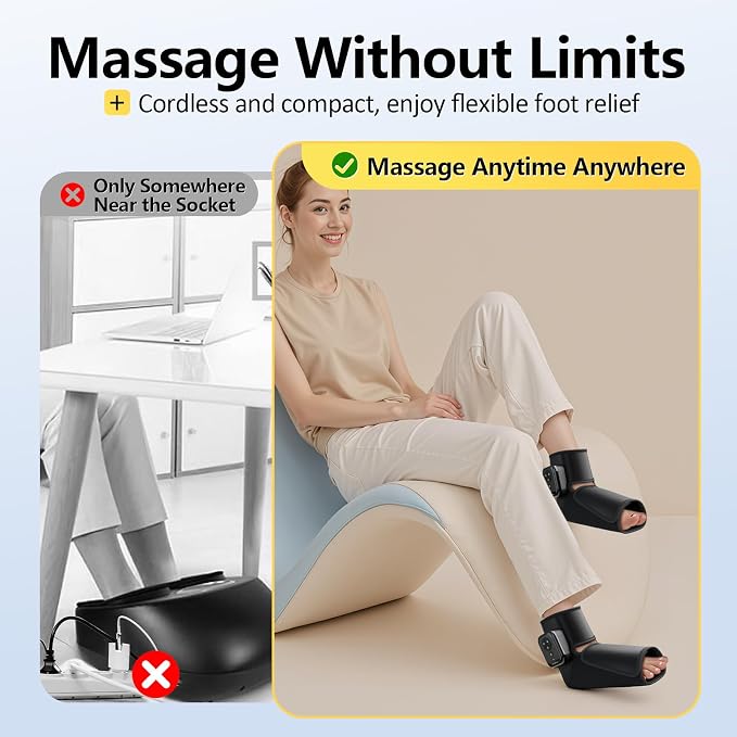Comfytemp Portable Air Compression Foot Massager with Heat (Fit Size 6-10) - Image 5