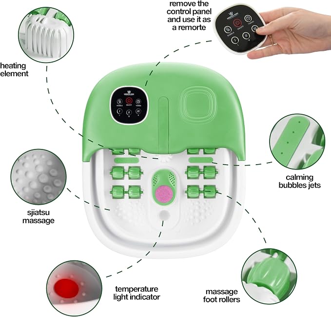 Medical king Foot Spa with Heat and Massage and Jets Includes A Remote Control Pumice Stone Collapsible Foot Spa Massager with Heat and Bubbles and Vibration - Image 2