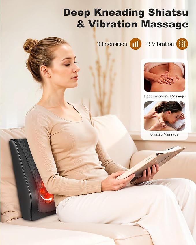 Snailax Shiatsu Back Massager with Heat, Cordless 4D Neck Massage Pillow - Image 2