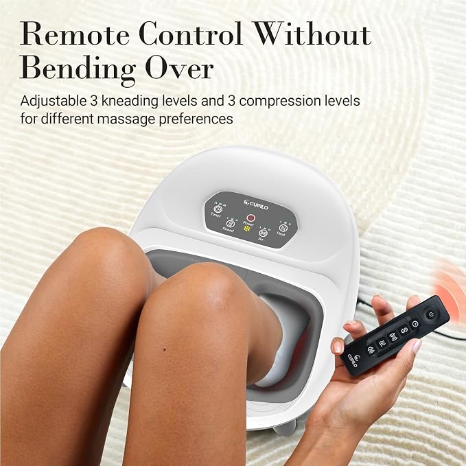 CuPiLo Foot Massager with Heat, Upgraded Full Feet Shiatsu Massage, Remote Control Multi-Level Settings Foot Massager for Neuropathy(White) - Image 3