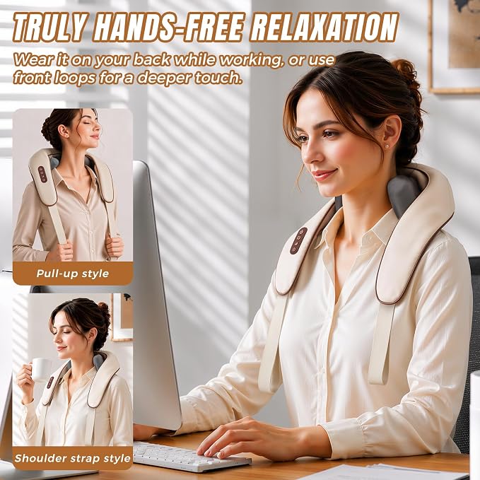 6 Nodes Cordless Neck & Shoulder Massager - Hands-Free Wearable Massage - Image 2