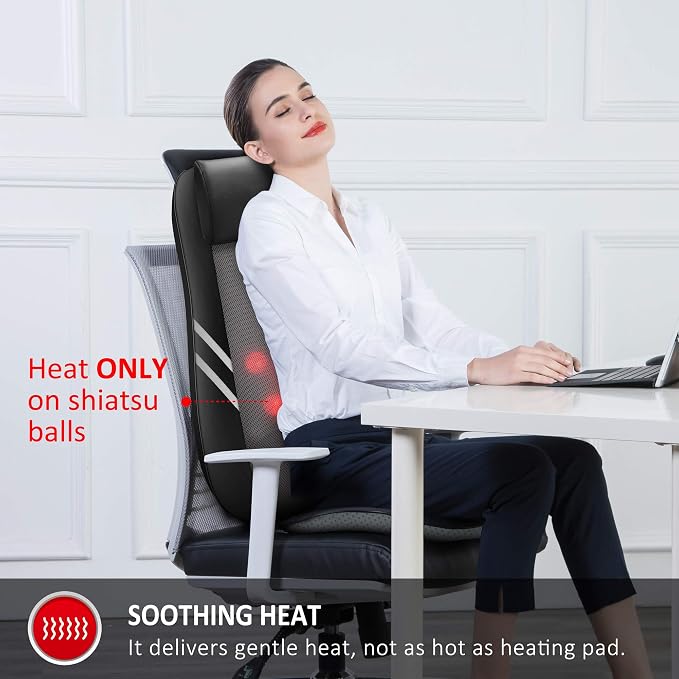 Snailax Back Massager with Heat,Shiatsu Massage Seat Cushion,8 Flexible Nodes Massage for Full Back Massage Chair Pad,Chair Massager for Office,Home Use - Image 5