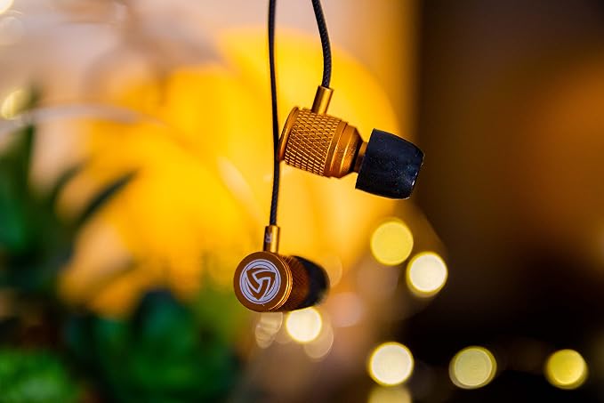LUDOS Ultra Wired Earbuds in-Ear Headphones, 5 Years Warranty, Earphones with Microphone, Noise Isolating Ear Buds, Memory Foam for iPhone, Samsung, School Students, Kids, Women, Small Ears - Gold - Image 2