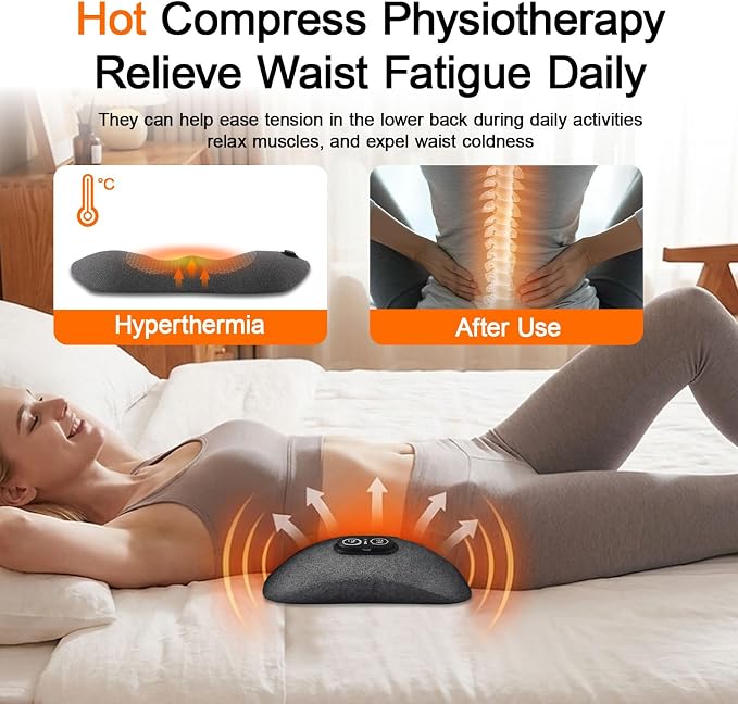 3 in 1 Upgraded Rechargeable Electric Lumbar Support Pillow with Heat & Massage Back Cushion, Ergonomic Memory Foam Lower Back Massager for Fatigue Relief, for Home, Office, Bed, Sofa, and Car Use - Image 5