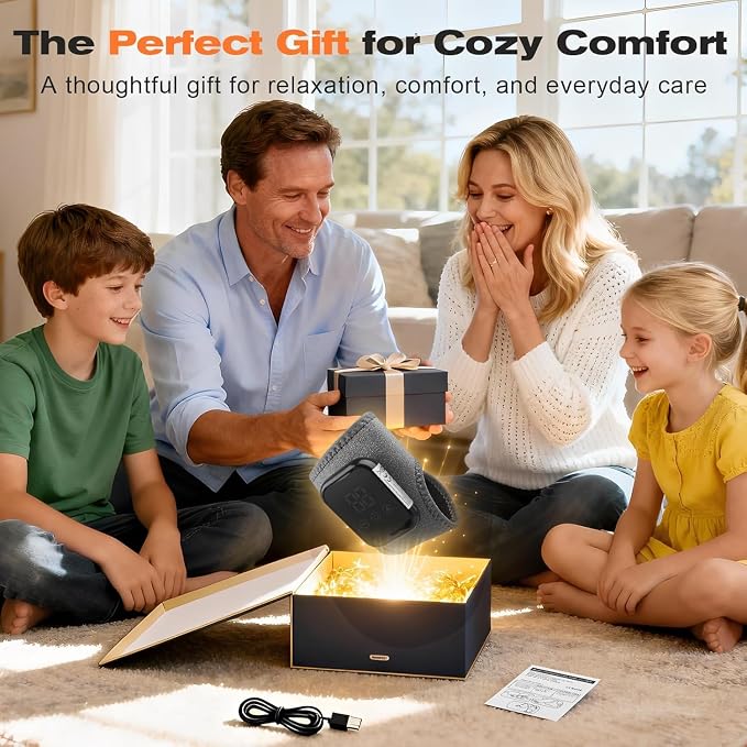Foot Massager for Neuropathy, 3 Heat & Vibration Levels, Ankle Massager for Heel, Arch & Ankle Relief, Portable for Home or Travel Ideal Gift-Grey - Image 9