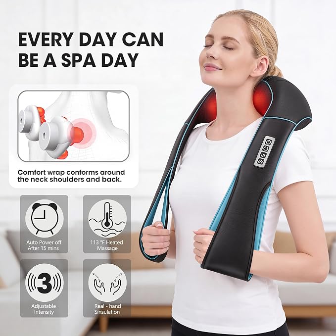 MagicMakers Shiatsu Neck Massager with Heat for Pain Relief Deep Tissue - Image 4