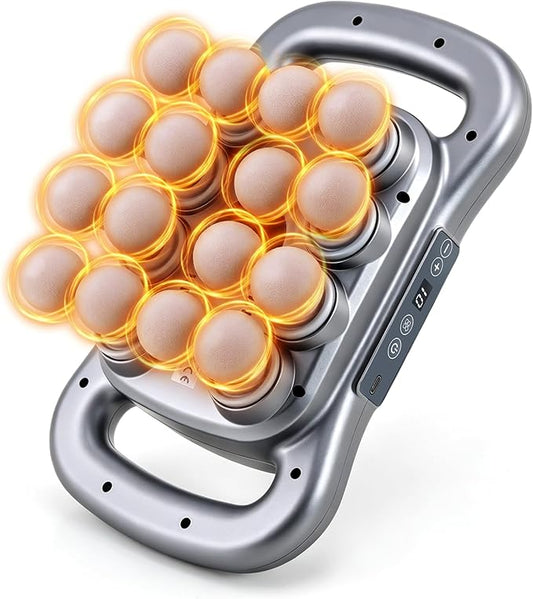 16 Head Massage Gun Set, Deep Tissue Percussion Massager, 2600mAh Electric Massage Tools with 9 Styles & Levels, Silver Grey by GAXEZO