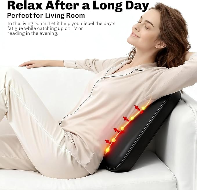 Solucky Back Massager for Pain Relief Deep Tissue, Back Massager with Heat, Deep Kneading Massage for Back, Adjustable Intensity & Dual Modes, Red Light Heating Therapy, 12V Corded for Home & Office - Image 3