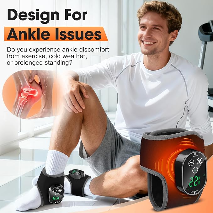 2PCS Cordless Ankle Heating Pads, Foot and Ankle Massager for Pain Relief - Image 2