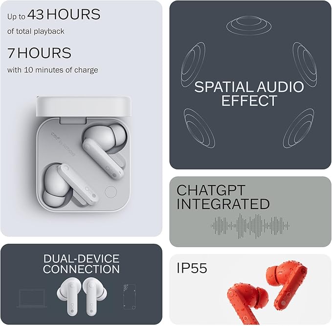 CMF Buds Pro 2 Wireless Earbuds with Smart Dial, 50dB Hybrid Noise Cancelling Earbuds Wireless Bluetooth 5.3, 11mm Bass with LDAC, 6 Hi-Res Audio Mics, 43H Playtime, Fast Charging Case, Light Grey - Image 3