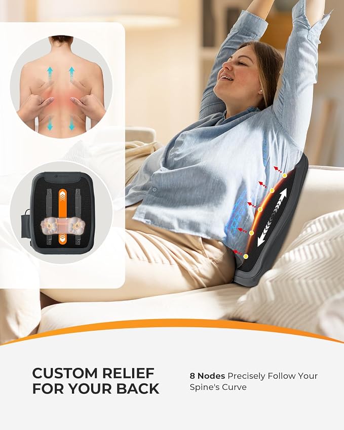 CooCoCo Lower Back Massager with Heat, 2026 Upgraded Back Massager for Pain Relief Deep Relief, 2X Larger Heating Area and Faster Heating, FSA Eligible, HSA Shiatsu Rooling Back Massage - Image 3